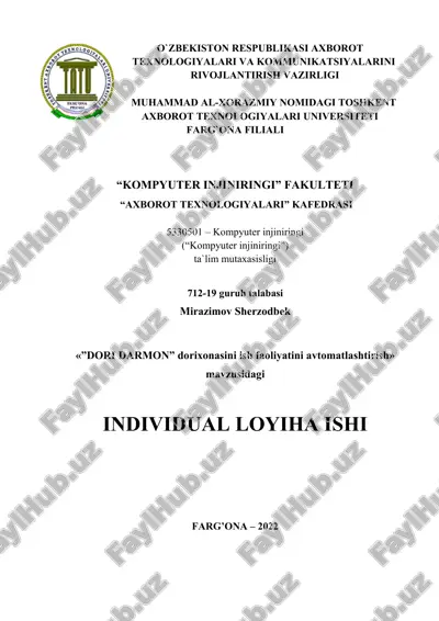 "dori darmon dorixonasini ish faoliyatini avtomatlashtirish" — DOCX
