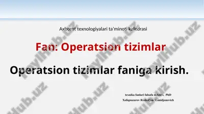 operatsion tizimlar faniga kirish — PPTX