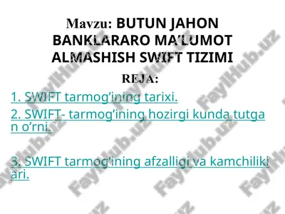 swift tizimi — PPT