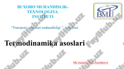 termodinamika va issiqlik texnikasi — PPTX