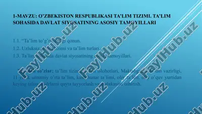 o’zbekiston respublikasi ta’lim tizimi — PPTX
