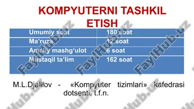 kompyuterni tashkileatish — PPTX