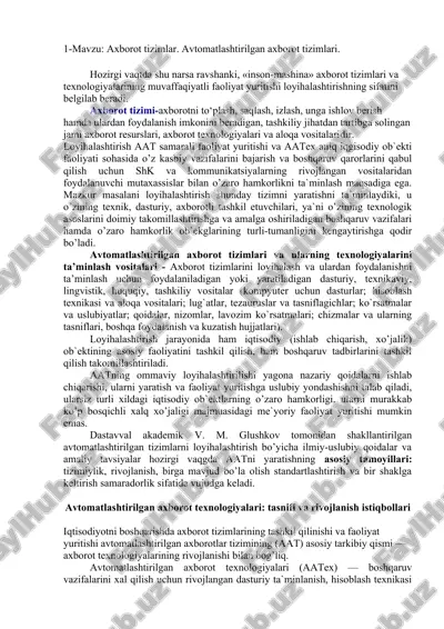 avtomatlashtirilgan axborot tizimlari — DOCX