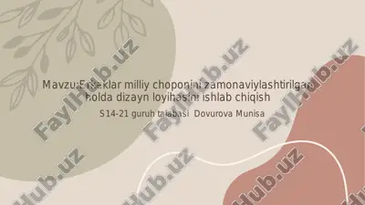 erkaklar milliy choponini zamonaviylashtirilgan holda dizayn loyihasini ishlab chiqish — PDF