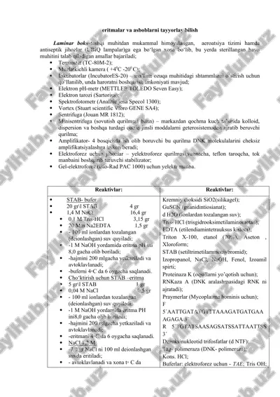 laboratoriya jihozlari to‘plami — DOCX