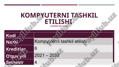 kompyuterni tashkil etilishi — PPTX