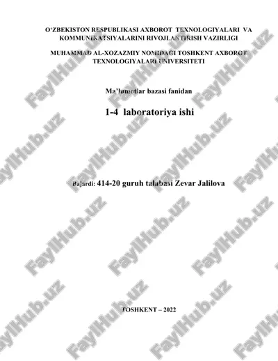 ma'lumotlar bazasi loyihalash (er modeli) — DOCX
