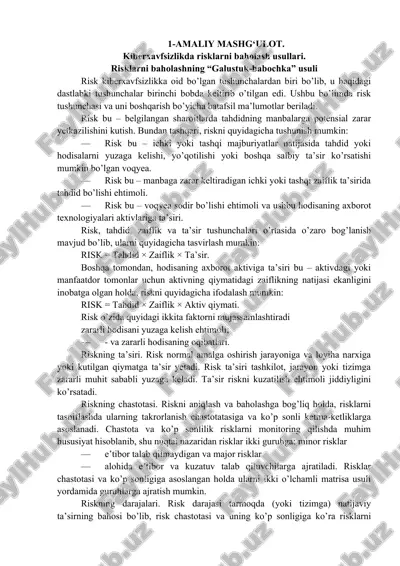 kiberxavfsizlikda risklarni baholash usullari — DOCX