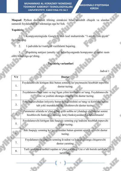 mashinali o‘qitishga kirish — DOCX