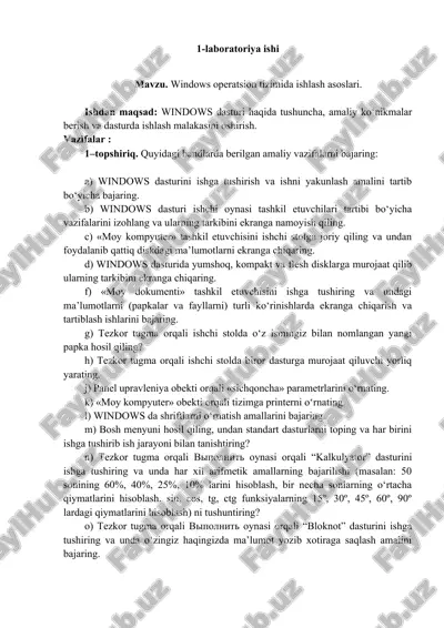 windows operatsion tizimida ishlash asoslari — DOCX