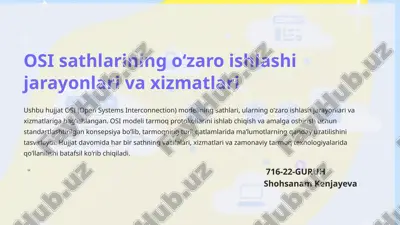 osi sathlarining o‘zaro ishlashi jarayonlari va xizmatlari — PPTX