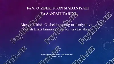 o‘zbekiston madaniyati va san’ati tarixi — PPTX