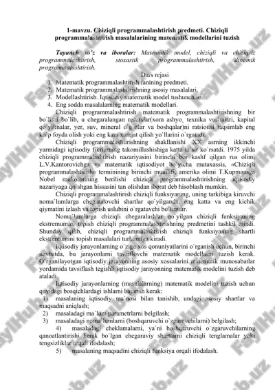 chiziqli programmalashtirish predmeti — DOCX