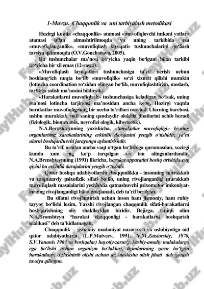 chaqqonlik va uni tarbiyalash metodikasi — DOCX