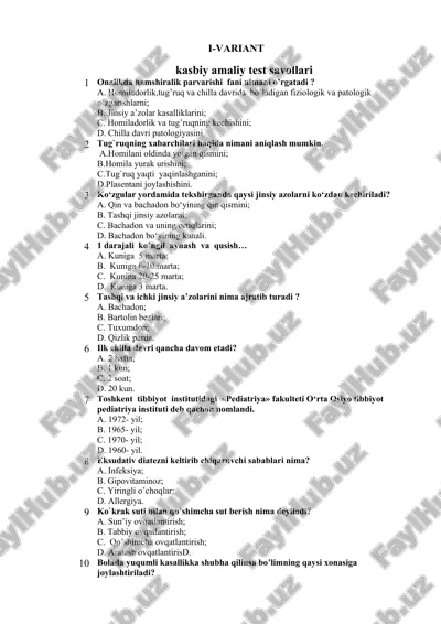 kasbiy amaliy test savollari — DOCX