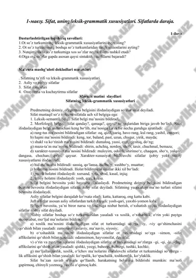 dasturlashtirilgan topshiriq savollari mavzusi bo'yicha ilova — DOCX