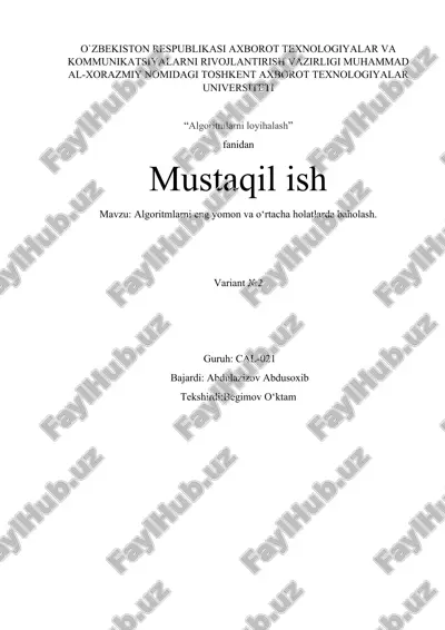 algoritmlarni loyihalash — DOCX