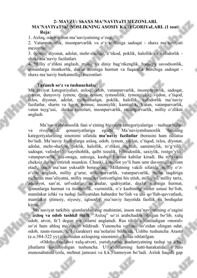 shaxs ma’naviyati mezonlari — DOCX