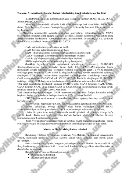 avtomatlashtirilgan loyihalash tizimlari — DOCX
