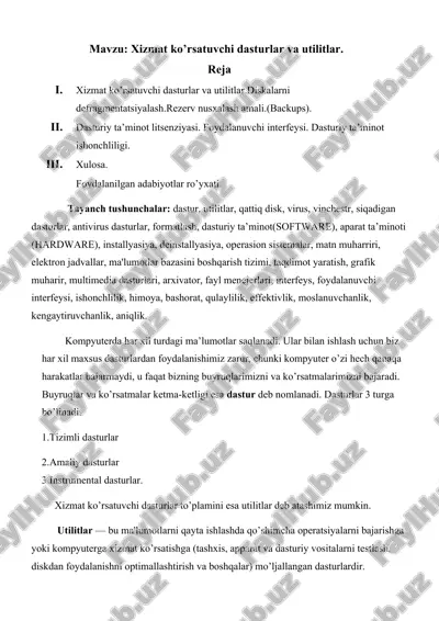 xizmat ko’rsatuvchi dasturlar va utilitlar — DOCX