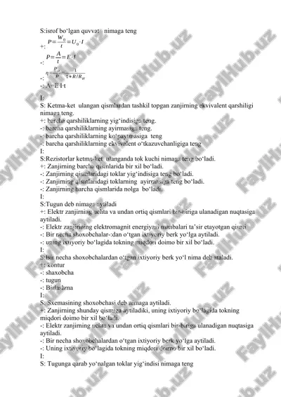 elektr zanjir va rezistorlar — DOCX