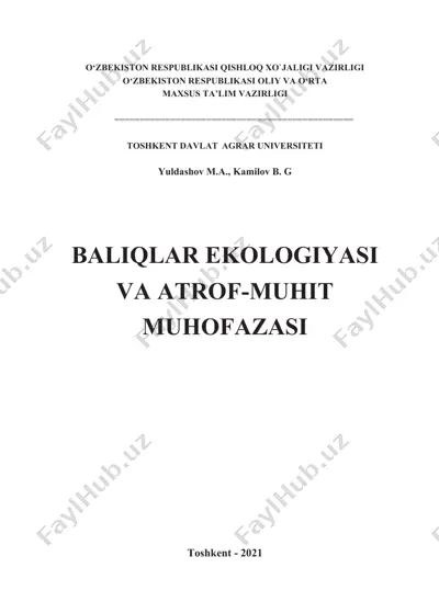 baliqlar ekologiyasi va atrof-muhit muhofazasi — DOCX