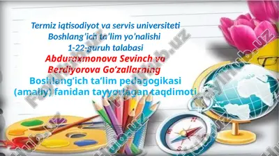boshlang’ich ta’lim pedagogikasi fanidan tayyorlagan taqdimot — PPTX