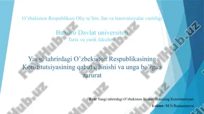 o’zbekiston respublikasi konstitutsiyasining qabul qilinishi va uning axborot — PPTX