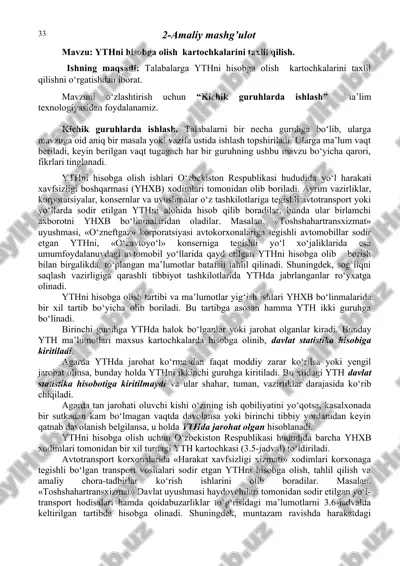 ythni hisobga olish kartochkalarini taxlil qilish — DOCX