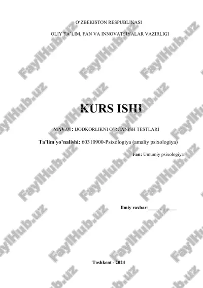 ijodkorlikni o'rganish testlari — DOCX