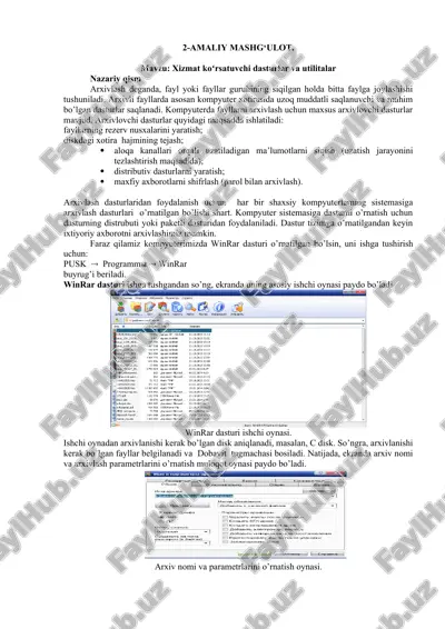 arxivlash dasturlari — DOCX