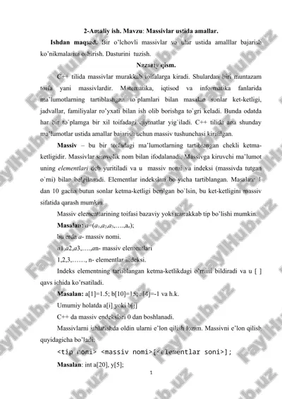 massivlar ustida amallar — DOCX