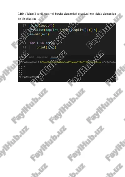 massiv elementlarining operatsiyalari — DOCX
