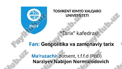 geopolitika va zamonaviy tarix — PPTX