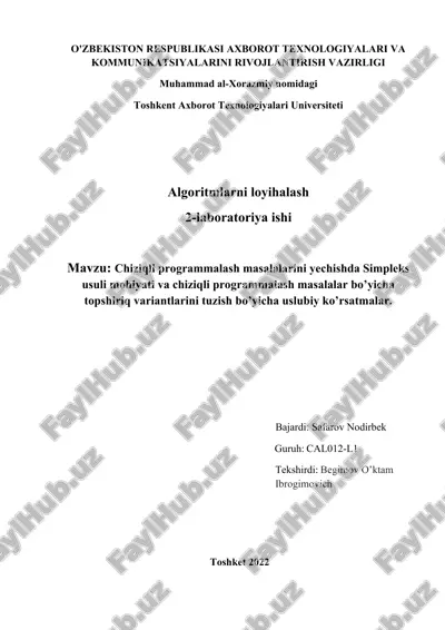 algoritmlarni loyihalash — DOCX