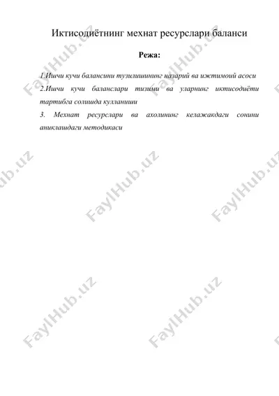 иктисодиётнинг мехнат ресурслари баланси — DOC