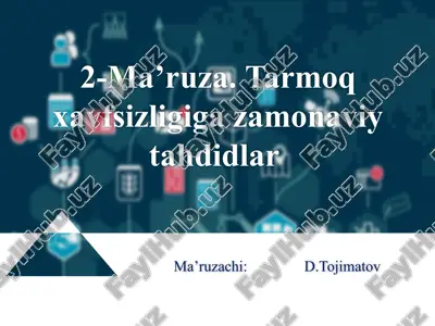 ma’ruza.tarmoq xavfsizligiga zamonaviy tahdidlar — PPTX