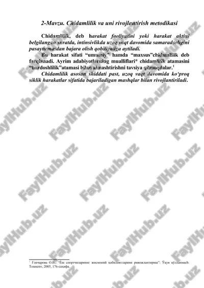 chidamlilik va uni rivojlantirish metodikasi — DOCX