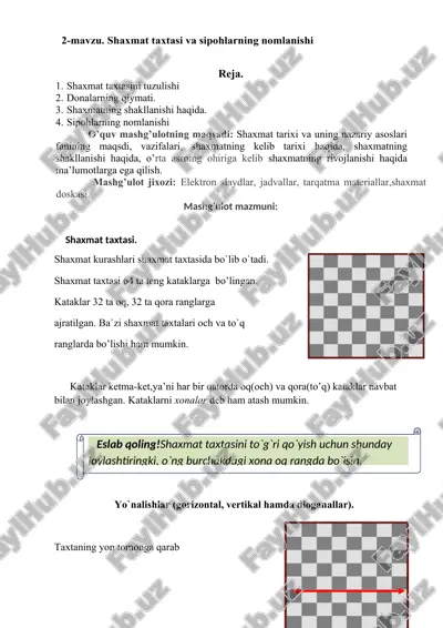 shaxmat taxtasi va sipohlarning nomlanishi — DOCX