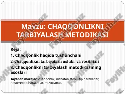 chaqqonlikni tarbiyalash metodikasi — PPTX