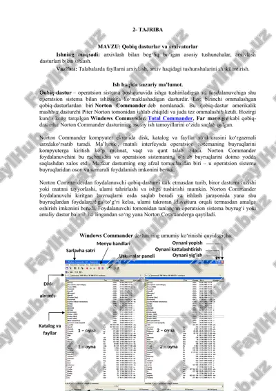 qobiq-dasturlar (norton commander, total commander, far manager) — DOCX