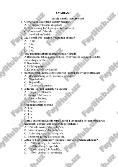 kasbiy amaliy test savollari — DOCX
