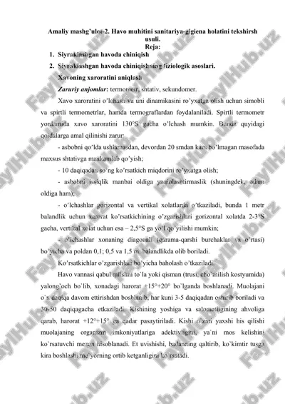 amaliy mashg’ulot-2. havo muhitini sanitariya-gigiena holatini tekshirish usuli — DOCX