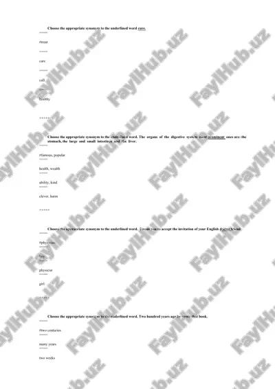 synonym practice worksheets — DOCX