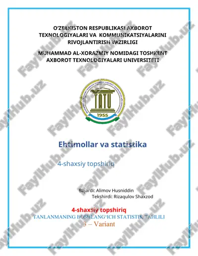 tanlanmaning boshlangʻich statistik tahlili — DOCX