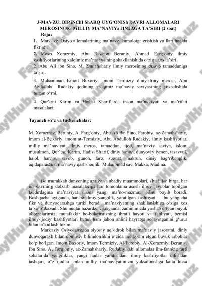 sharq uyg'onish davri allomalarining milliy ma'naviyatga ta'siri — DOCX