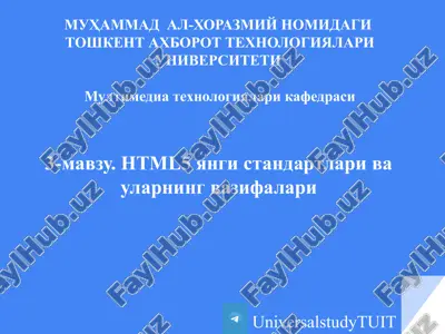 html5 yangi standartlari va ularning vazifalari — PPTX
