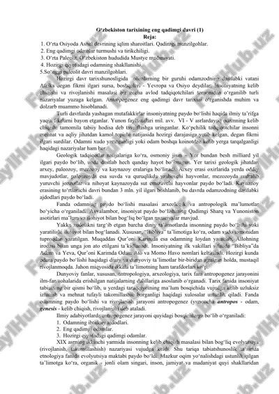 o‘zbekiston tarixining eng qadimgi davri — DOCX
