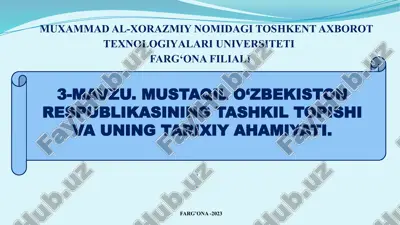 o'zbekiston respublikasining tashkil topishi va tarixiy ahamiyati — PPTX