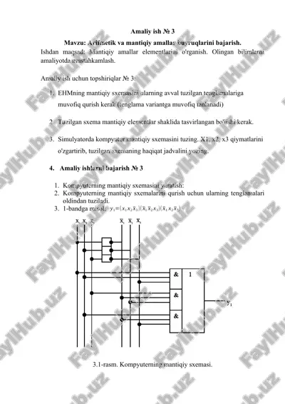 mantiqiy amallar buyruqlarini bajarish amaliy ish uchun topshiriqlar № 3 — DOCX